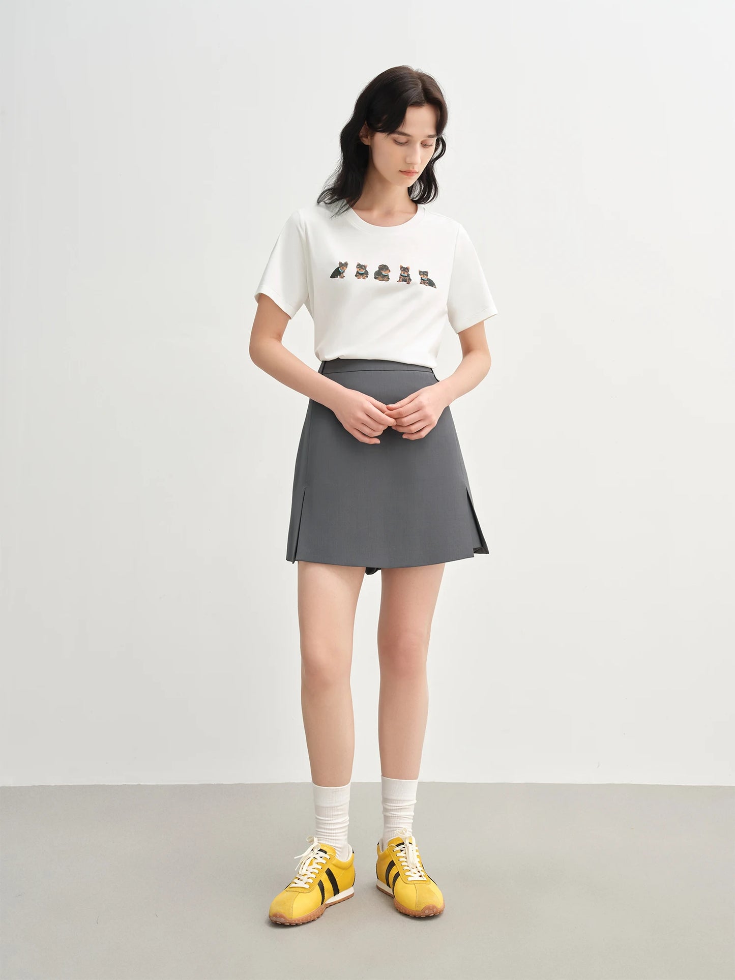 Zweiteiliges Damen-Shirt-Set mit Puffärmeln und Rundhalsausschnitt – ideal für den Sommer
