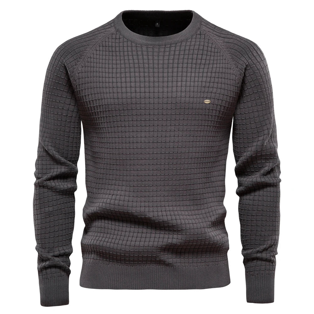 Männer Pullover aus 100 Prozent Baumwolle in solider Farbe für Herbst und Winter