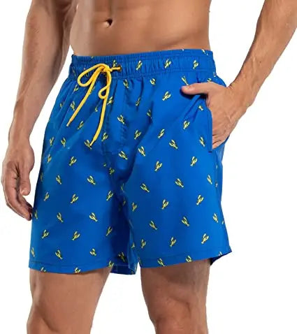 Herren-Badeshorts mit Farbverlauf, schnelltrocknend, mit Reißverschlusstaschen und Mesh-Futter – modische Schwimmshorts für den Strand
