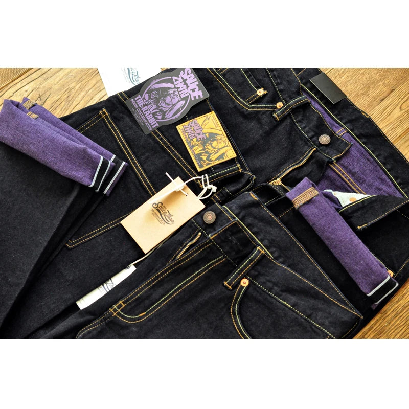 Herren Jeans im Vintage-Stil mit doppelseitiger Färbung und Kanten