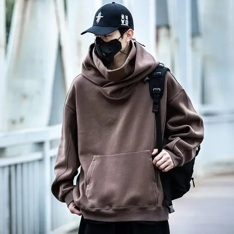Herren Windjacke mit Rollkragen und Kapuze im Y2K Streetwear Stil