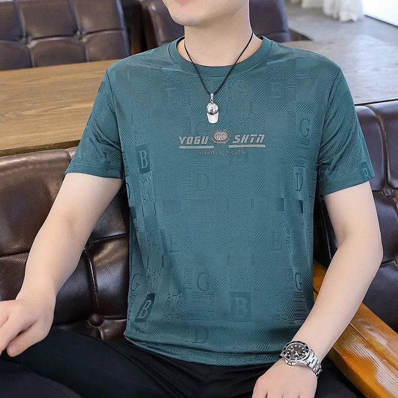 Herren T-Shirt aus feinem Wollstoff mit luxuriösem Print im Slim Fit