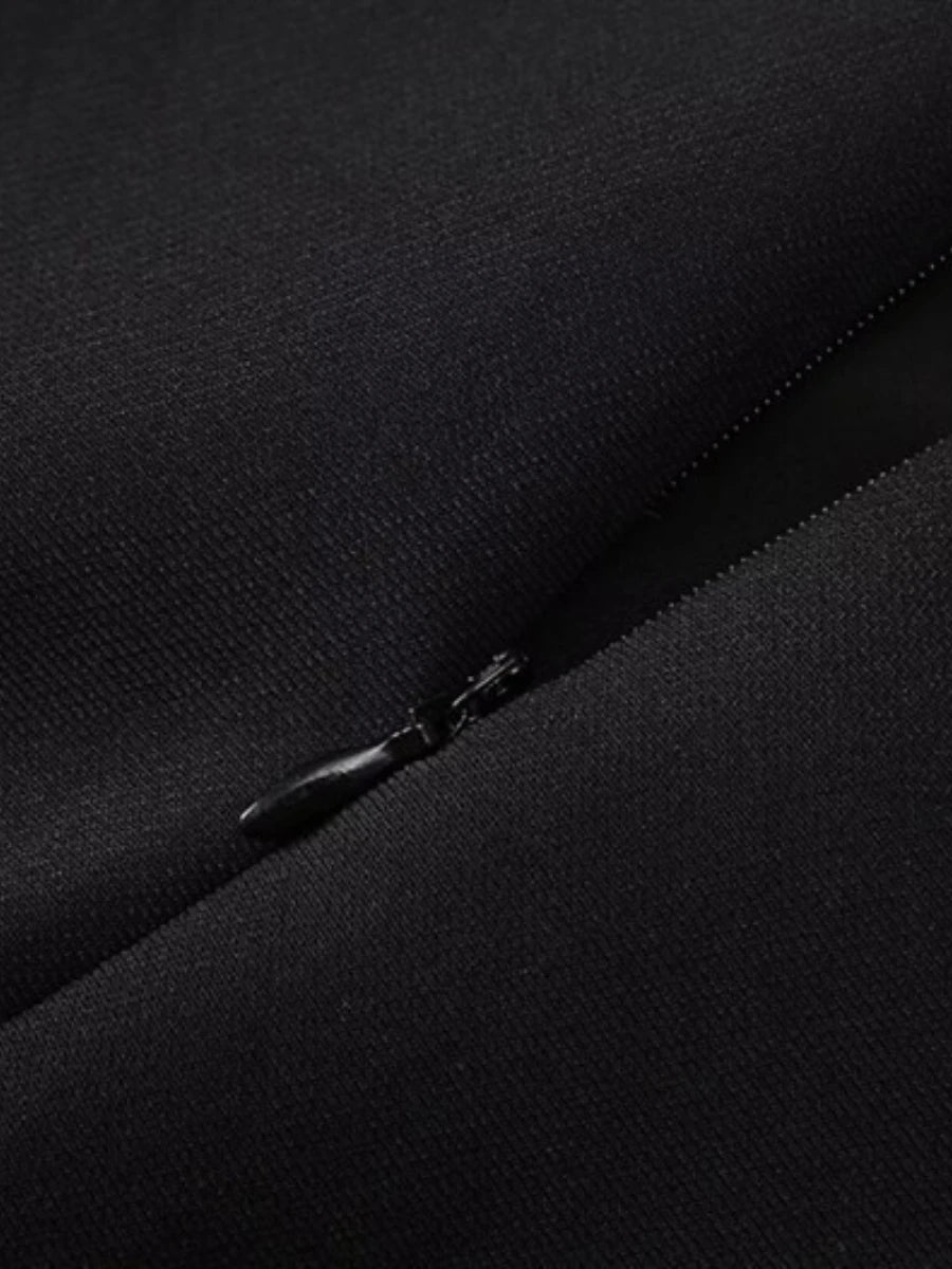 Unregelmäßige Damenjacke mit Reverskragen und langen Ärmeln – Patchwork-Design mit Reißverschluss, ideal für einen minimalistischen Casual-Look.