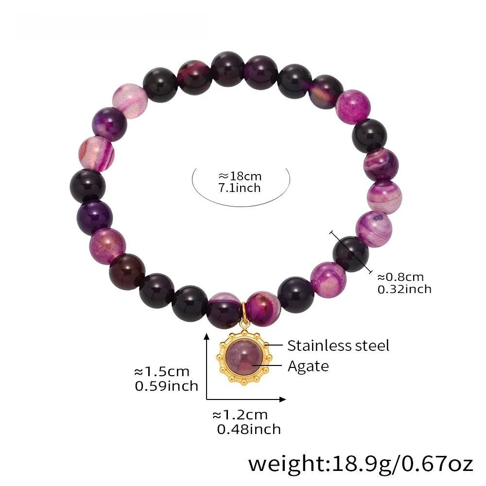 Damen-Armband mit Achat-Naturstein aus Edelstahl