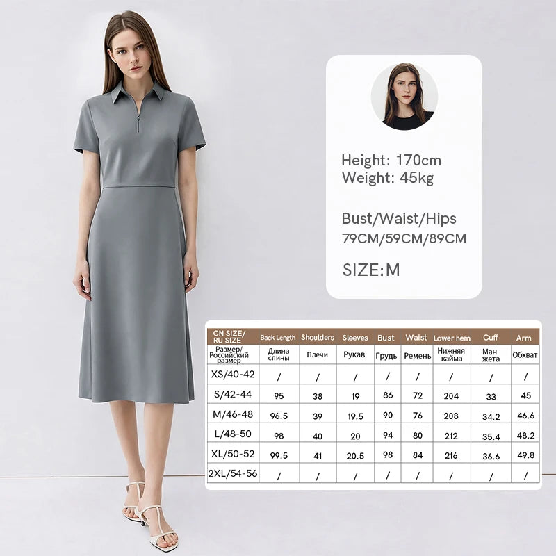 Elegantes Damen Midikleid Mit Reißverschluss Und Figurbetonter Taille