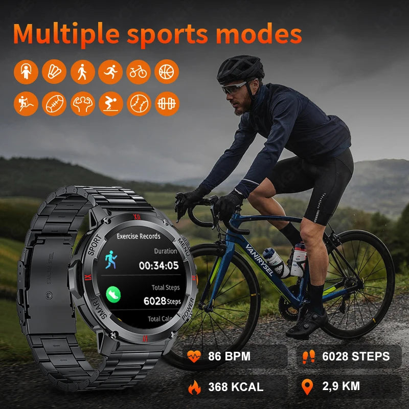 LIGE 2024 Neue Smart Uhr Für Android IOS Herz Rate Gesundheit Monitor Bluetooth Anruf Fitness Männer Smart Uhr Mit LED Taschenlampe