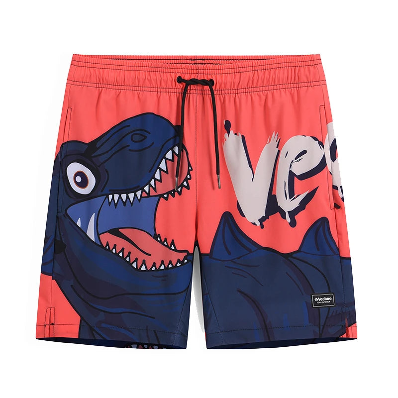 Sommerliche Herren-Badeshorts aus Polyester mit schnelltrocknendem Druck und Mesh-Innenfutter – ideal für Strand und Sport in großen Größen.