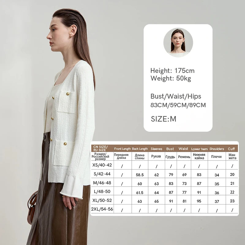 Damen-Strickjacke V-Ausschnitt einfarbig gerade Langarm vielseitig Herbst