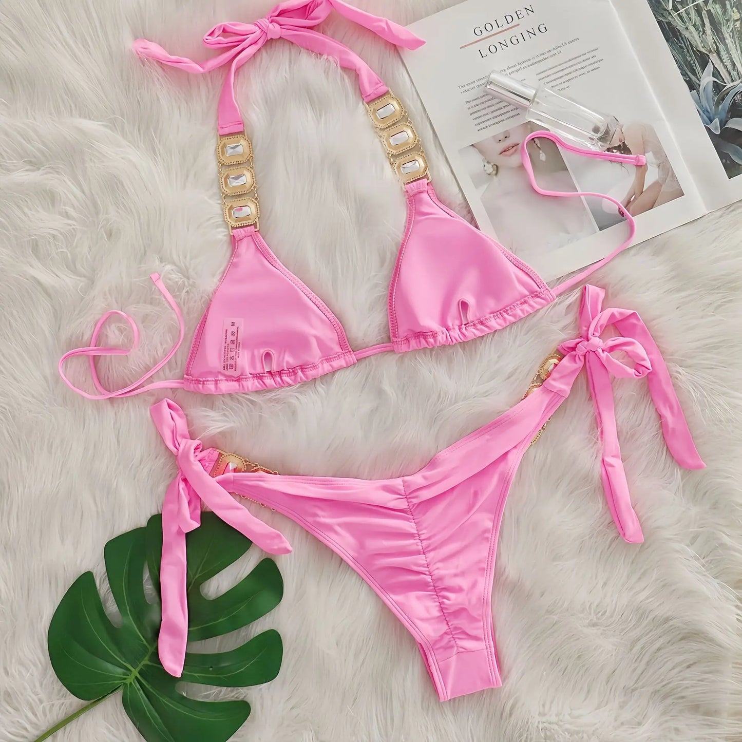 Brauner Push-Up-Bikini im brasilianischen Stil für Damen – ideal für Strand und Pool