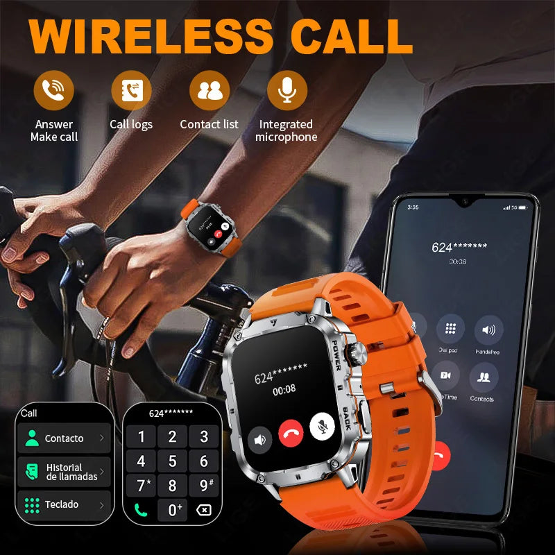 LIGE Outdoor Militär Sport Smart Uhr Männer Frauen Fitness Track Herzfrequenz Blut Sauerstoff Wasserdicht BT Anruf 1,95-Zoll Smartwatch