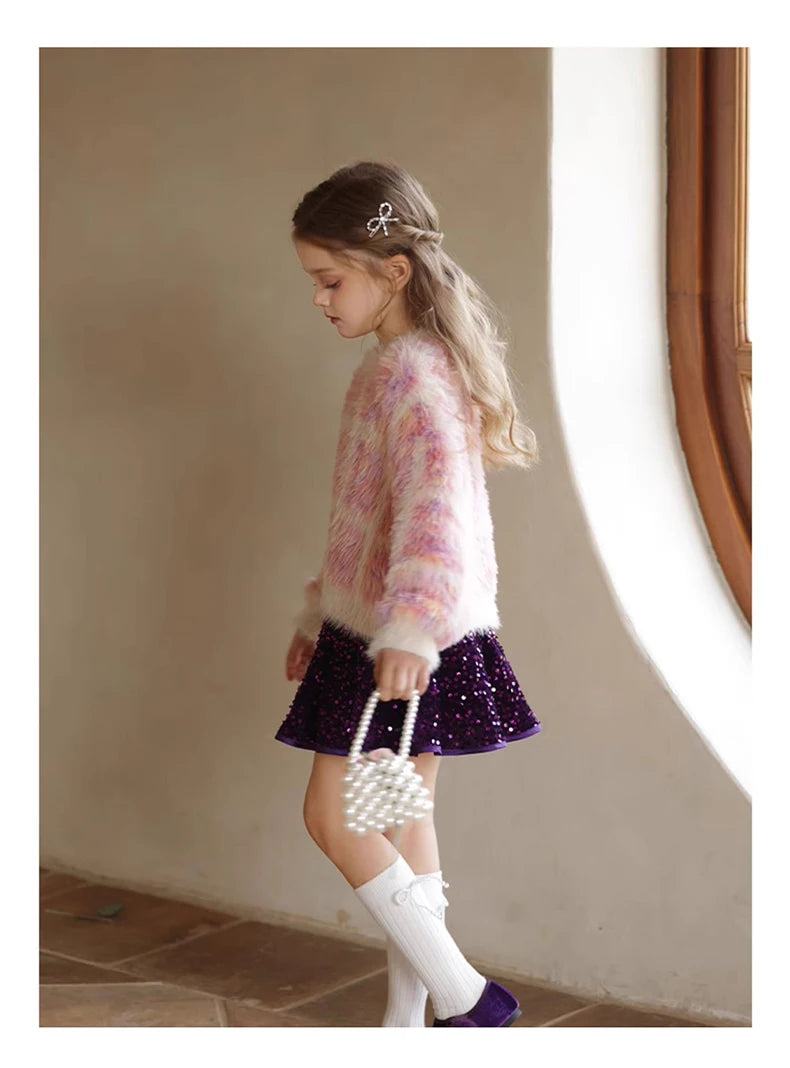 Winterpullover für Mädchen mit langen Ärmeln – ideal für Weihnachtsfeiern, in Weiß und Grün, für Kinder von 110 cm bis 170 cm.