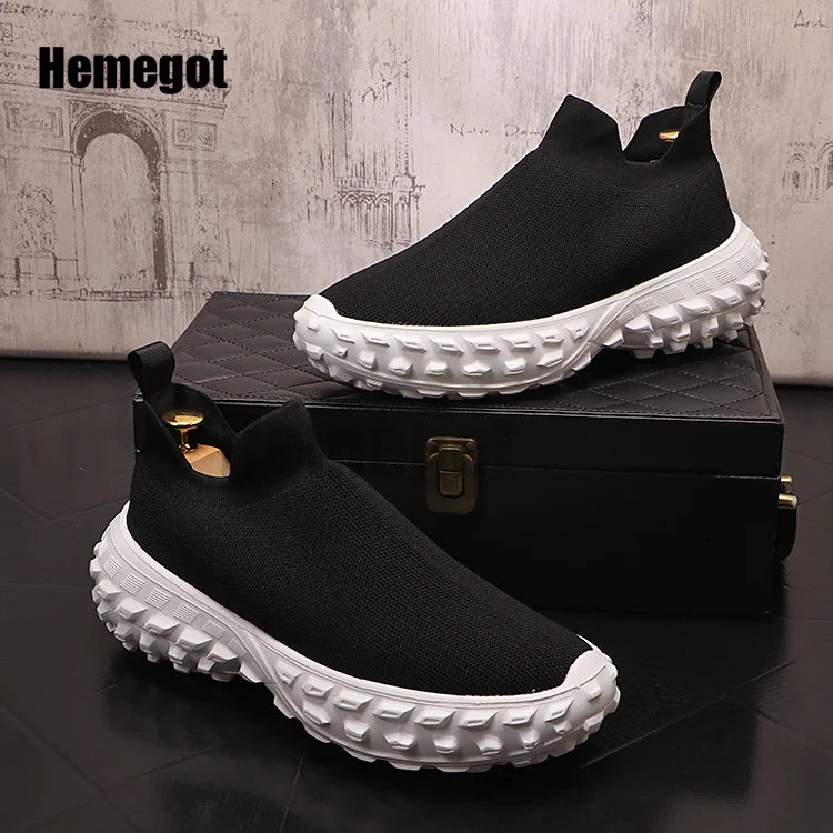 Tire Sole Sneakers Men's Breathable Mesh Casual Shoes Thick Soled Sports Shoes Thick-Soled Lightweight Increased Males Shoes
