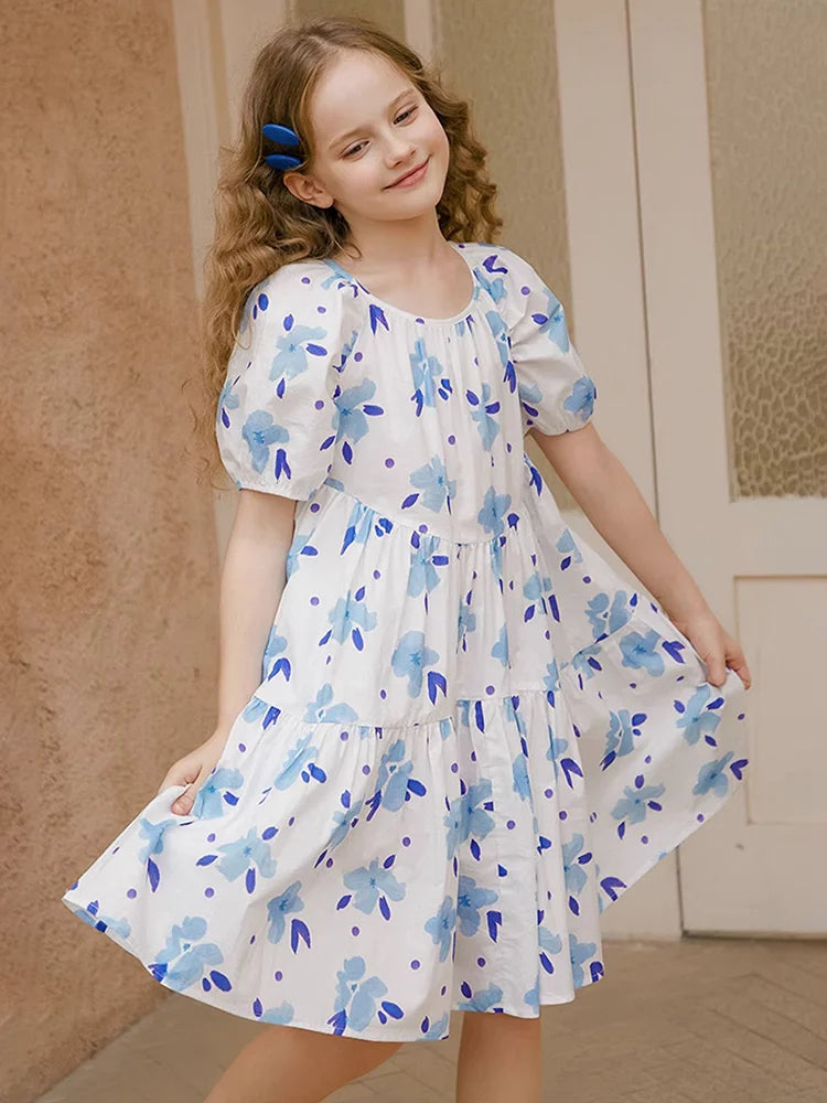 Prinzessinnen-Kleid für Mädchen in Lila mit Patchwork-Design – Sommermode für Kinder von 3 bis 14 Jahren