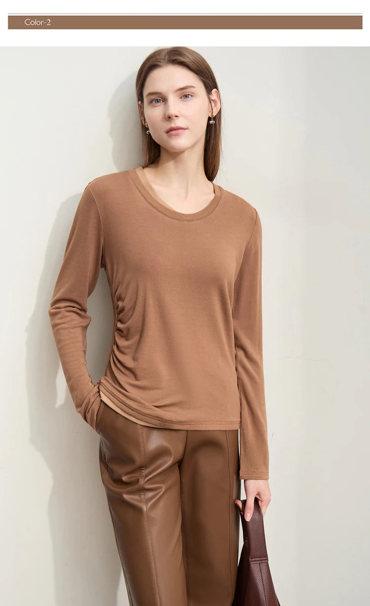 Damen T-Shirts im Minimalismus-Stil mit Patchwork für den Herbst 2024