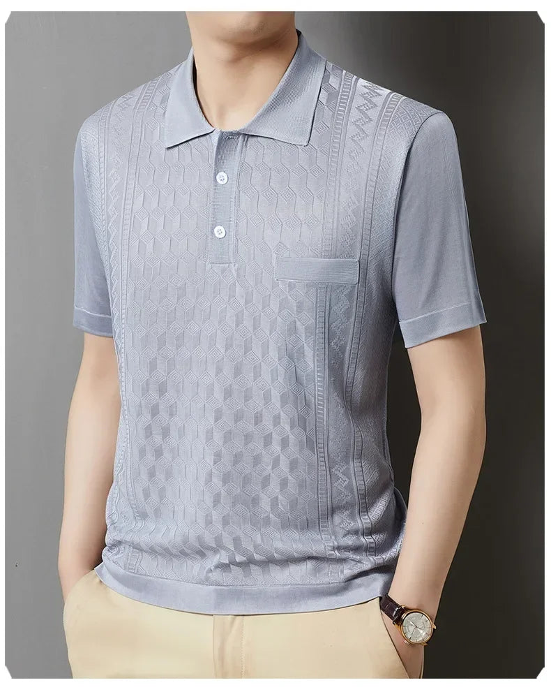 Kurzes Herren-Poloshirt mit Perlenkragen – ideal für Sport und Freizeit im Sommer