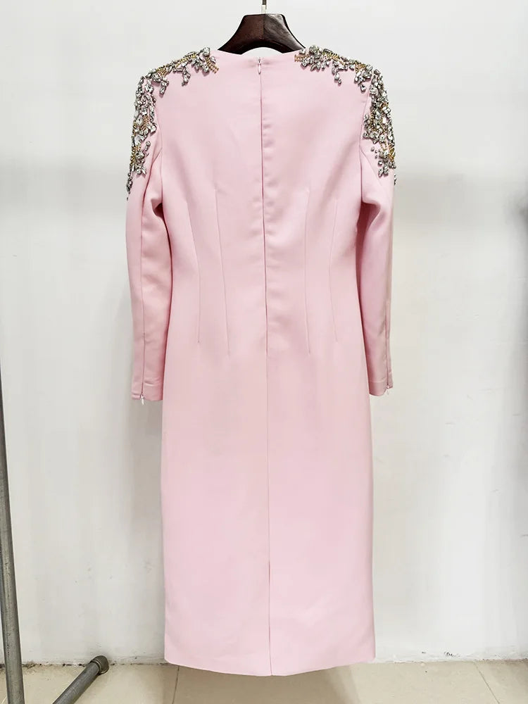 Elegantes Damen-Kleid mit Rundhalsausschnitt, halben Ärmeln und Pailletten-Patchwork-Design