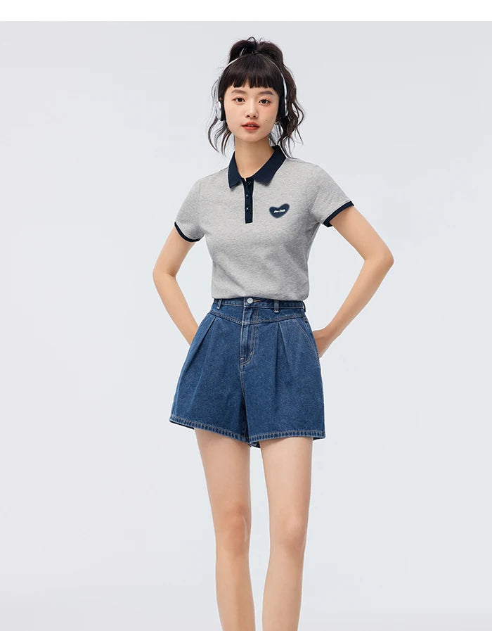 Semir Polo Shirt Frauen cool anti bakteriell schlank süß Stil Sommer neue Farbkontrast Druck Pulloverf Polo