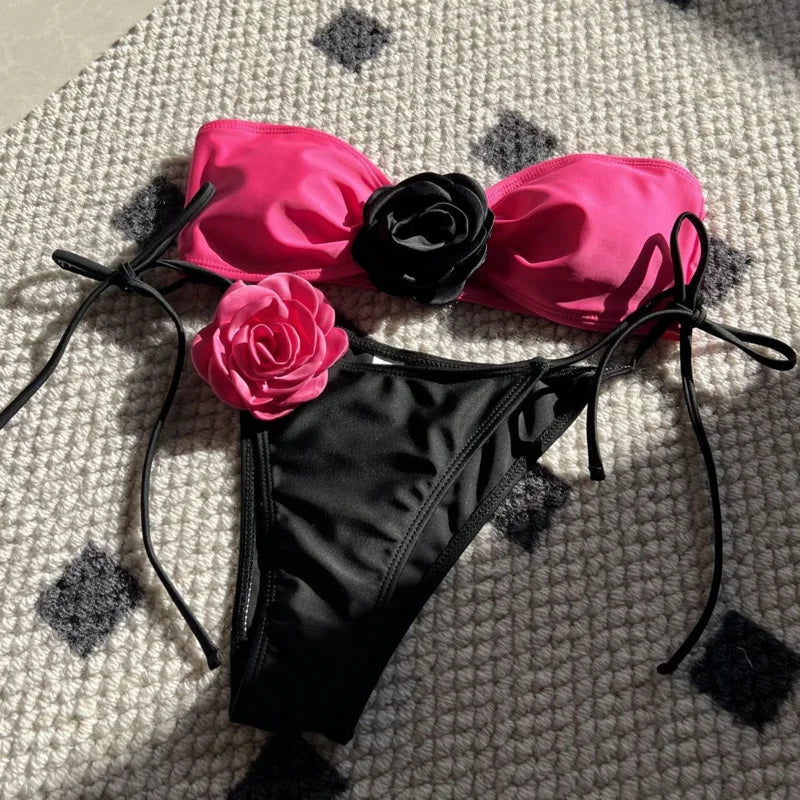Gestreifter Damen-Bikini im brasilianischen Stil – ideal für Strand und Pool