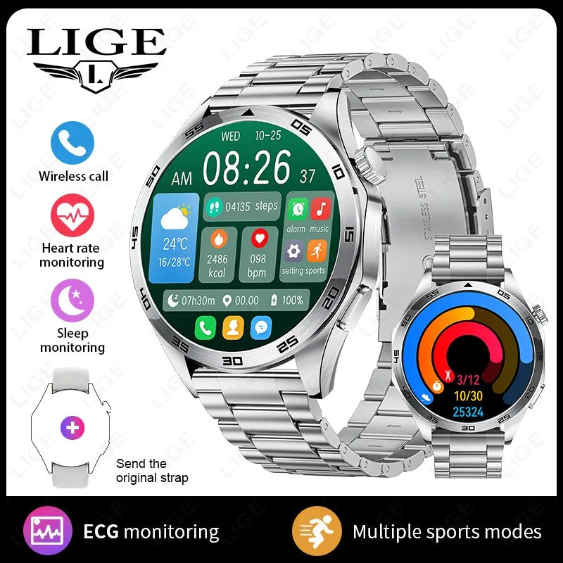 LIGE EKG AI Gesunde Diagnose Smart Uhr Männer Blut Sauerstoff Blutdruck Schlaf Überwachung Bluetooth Anruf Gesundheit Smartwatch Frauen