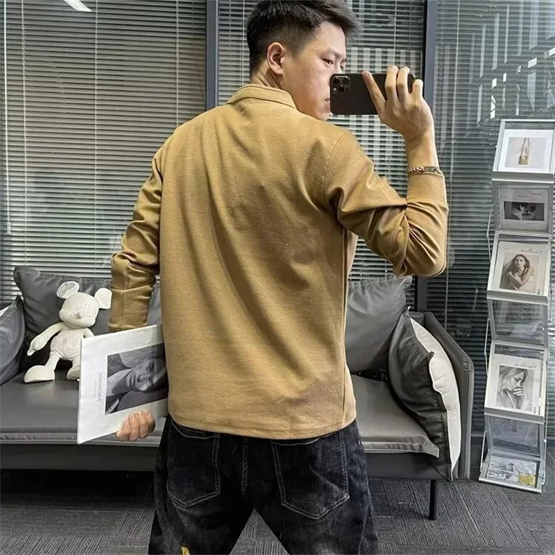 Herren Neu in Knopf Henley Neck Sweatshirts Frühling Brief Drucken Pullover Hoodies Casual Lose Y2K Streetwear Sudaderas Hombre