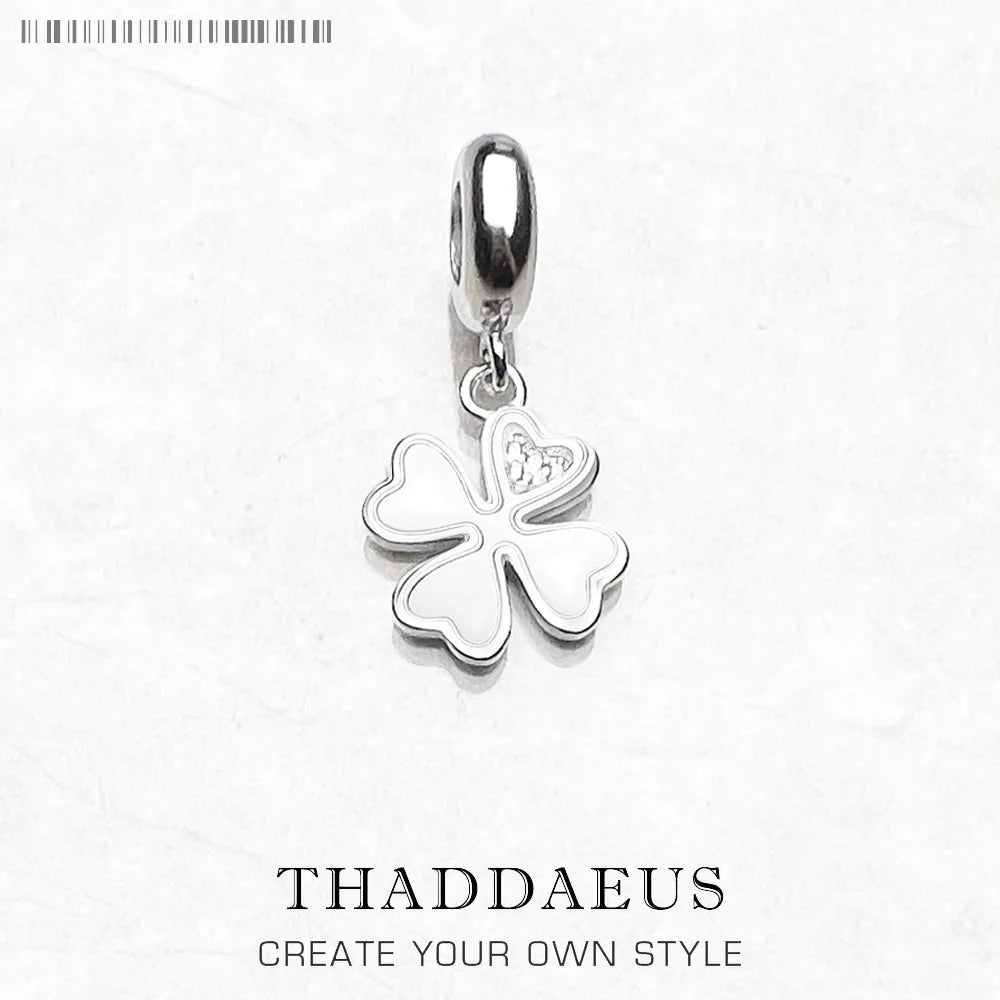 Damen-Charm-Anhänger Kleeblatt klassisch Glück aus Sterlingsilber