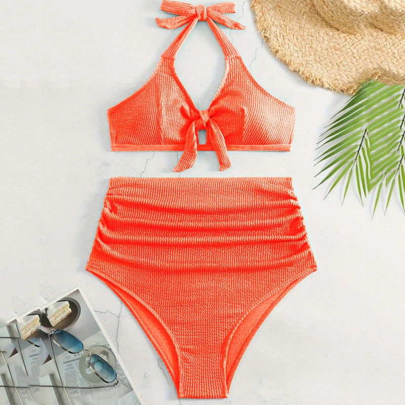 Schwarzer Sexy Tanga-Bikini für Damen in Unifarbe – Brasilianisches Badeanzug-Set für Strand und Pool