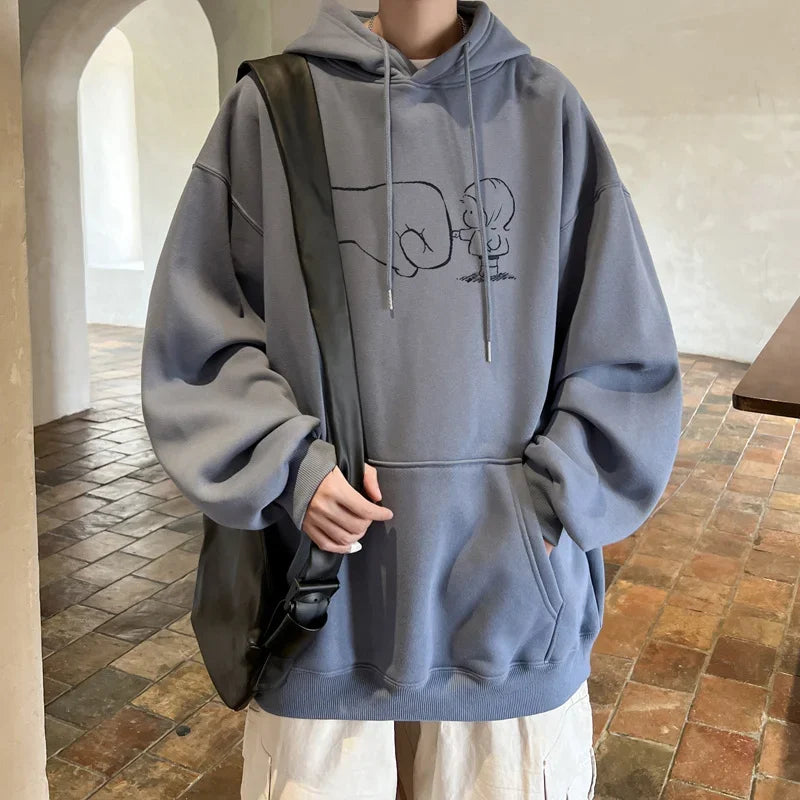 Herbst Cartoon Kawaii bedruckte Hoodies für Männer neue y2k Streetwear übergroße Pullover Sweatshirts Hombre Fleece Hoody Kleidung