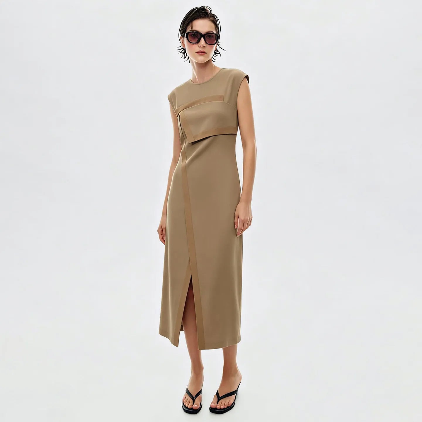 Elegantes Slim Kleid Für Damen Mit O Ausschnitt Leichter Stretch Business