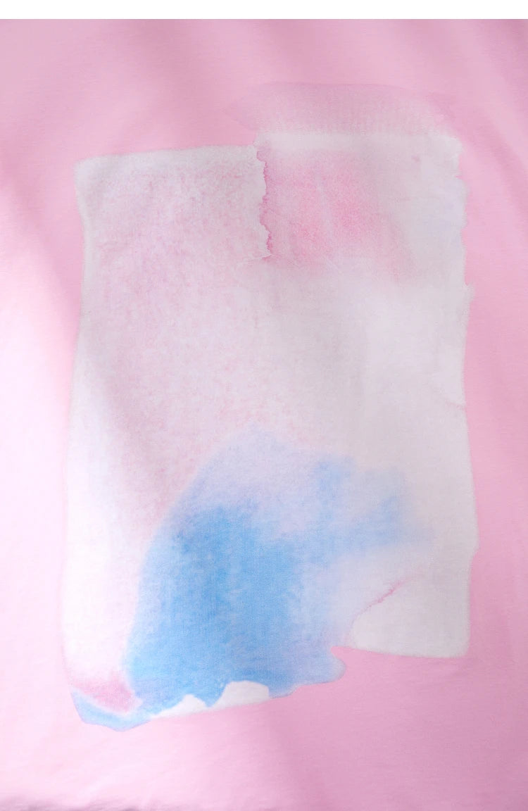 Damen T-Shirts im Minimalismus-Stil mit abstraktem Druck aus Baumwolle