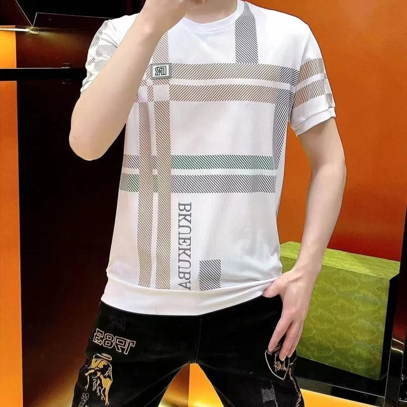 Herren T-Shirt aus Seide mit kurzen Ärmeln für lässige Sommermode
