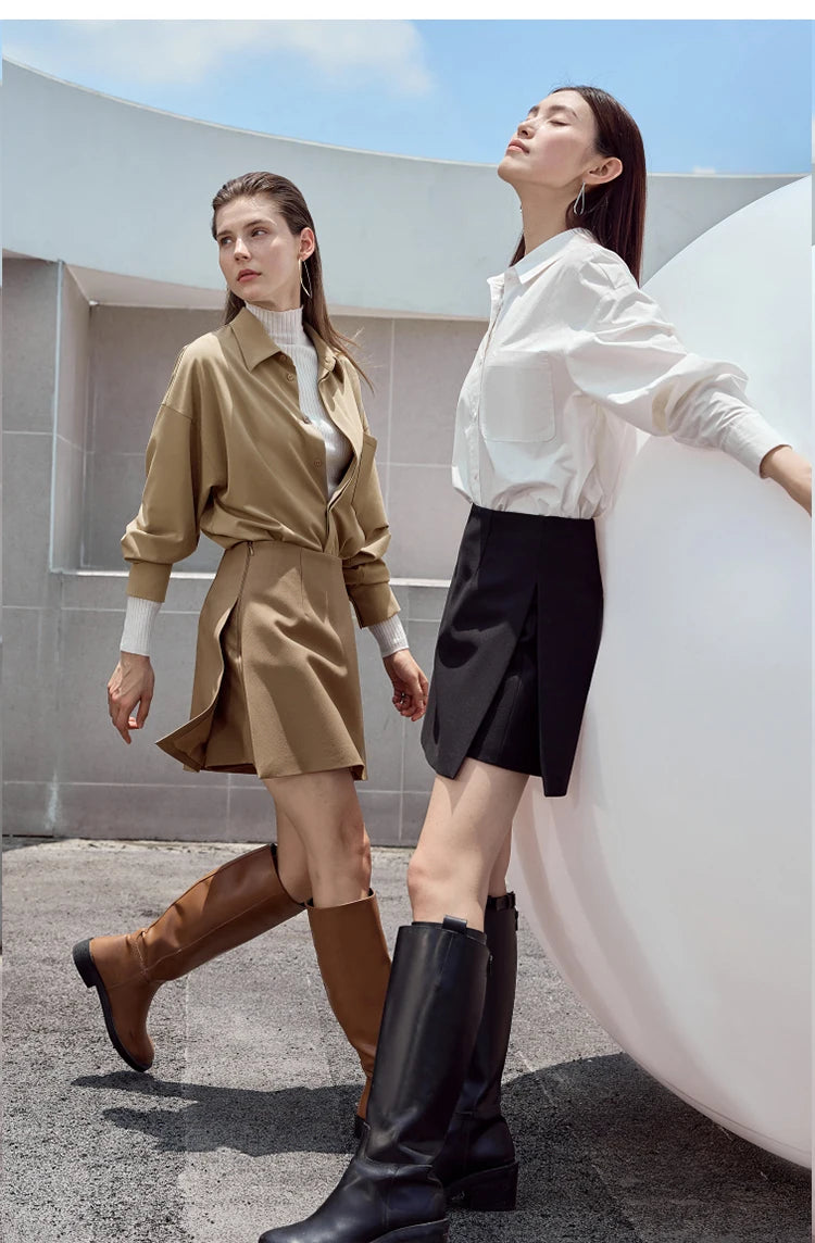 Damen Shorts-Röcke im minimalistischen Stil mit hoher Taille und geradem Schnitt