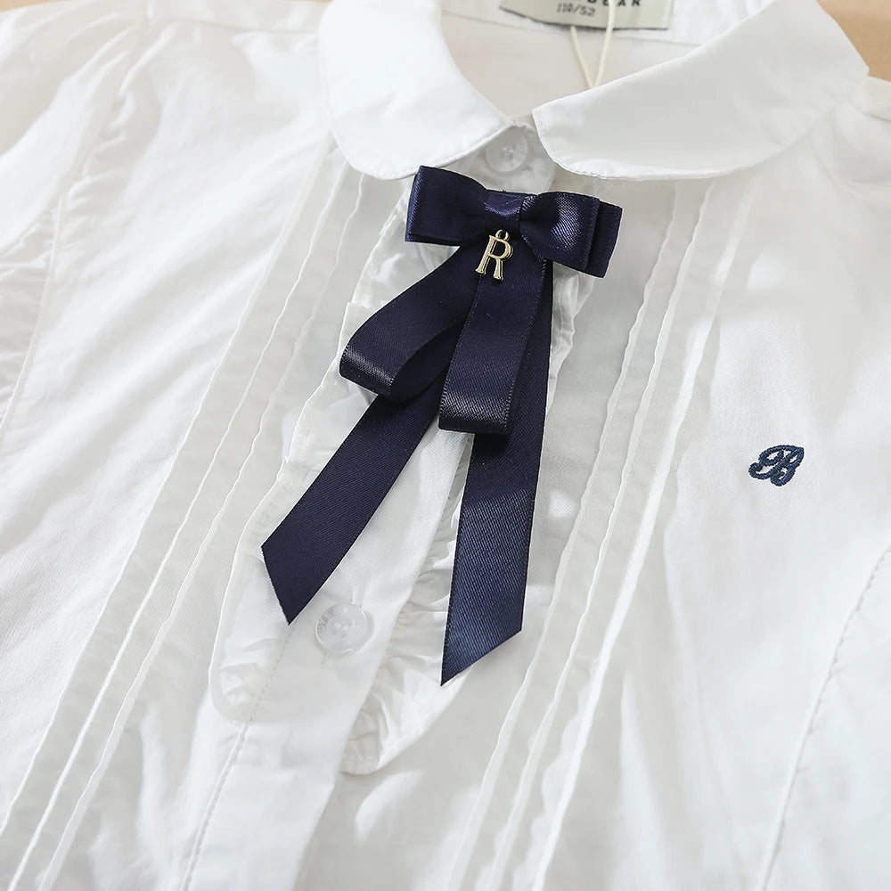 Mädchen Blusen Hemden Schuluniform für Kinder Frühling Herbst Langarm Hemden Teen Kinder Top Kleidung
