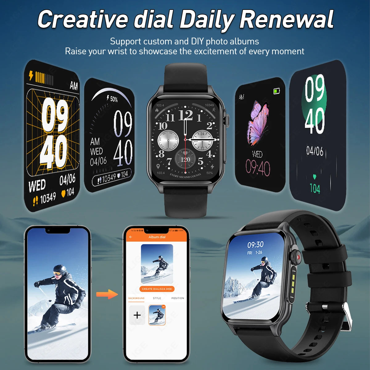 LIGE Neue Für Huawei Xiaomi Smart Uhr Männer Taschenlampe Wasserdichte Outdoor Sport Tracker Bluetooth Anruf Smartwatch 1,96 "bildschirm