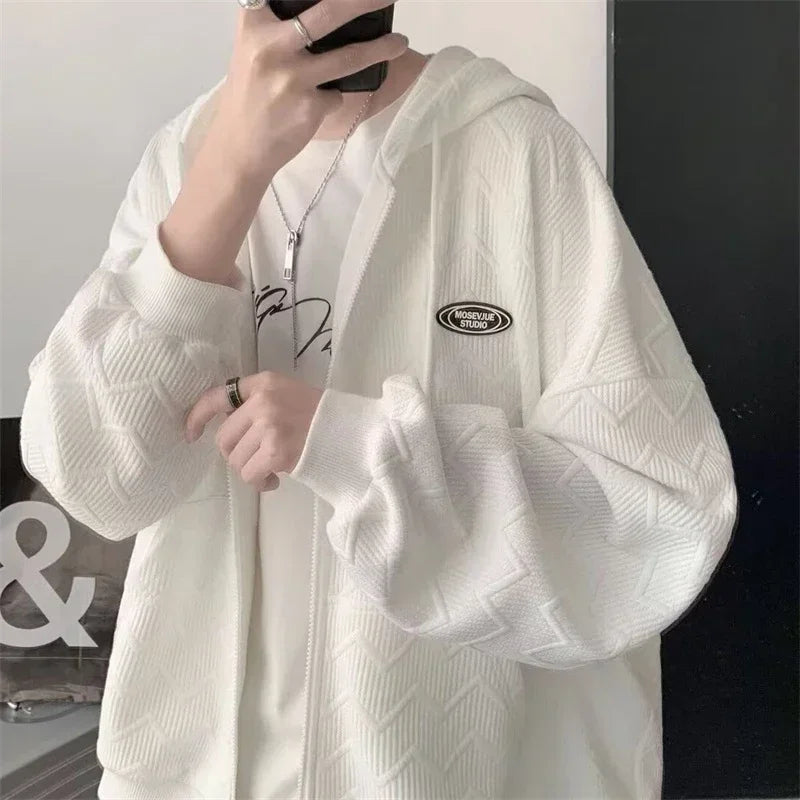 Herren Sweatshirt im Koreanischen Stil mit Kapuze und Taschen