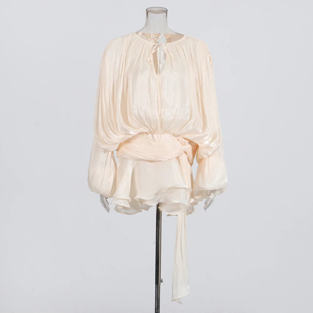 Elegantes Damen-Tunikakleid mit Rundhalsausschnitt, langen Ärmeln und Patchwork-Design
