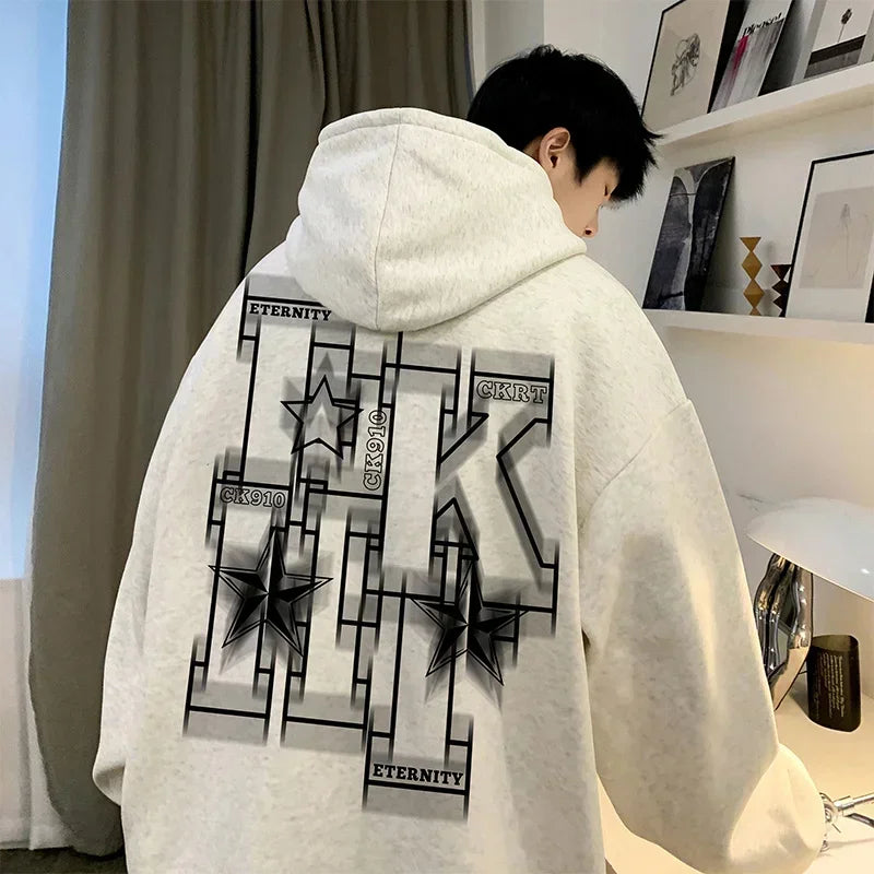 Herren Übergroße Hip Hop Hoodies mit Kapuze und Brief-Druck für Herbst