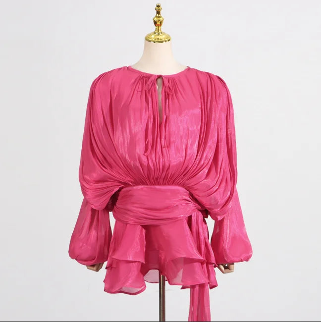 Elegantes Damen-Tunikakleid mit Rundhalsausschnitt, langen Ärmeln und Patchwork-Design