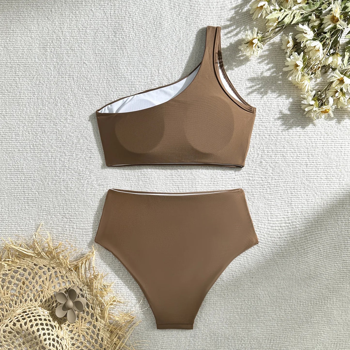 Dreiteiliger Damen-Bikini mit Push-up-Effekt und Print – ideal für Strand und Pool