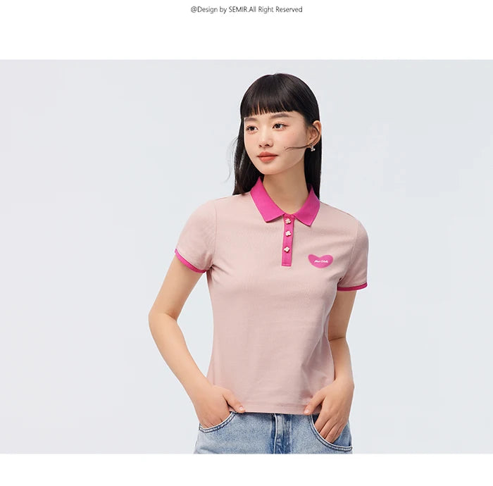 Semir Polo Shirt Frauen cool anti bakteriell schlank süß Stil Sommer neue Farbkontrast Druck Pulloverf Polo