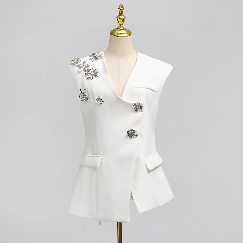 Elegantes Damenkleid mit Rundhalsausschnitt, kurzen Ärmeln und Pailletten-Patchwork-Design – ideal für besondere Anlässe.