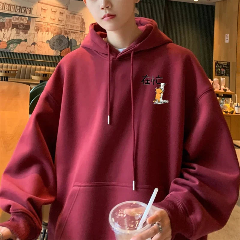 2023 neue Lustige Cartoon Katze Grafik Hoodies Für Männer Chinesischen Stil Mit Kapuze Sweatshirts Hombre Y2K Streetwear Pullover Hoodie