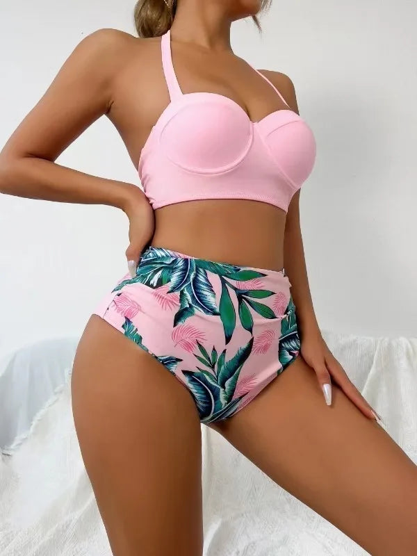 Sexy Damen-Bikini-Set mit Blumenmuster und Push-up-Effekt – ideal für Strand und Pool