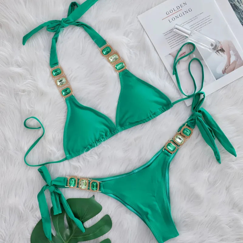 Brauner Push-Up-Bikini im brasilianischen Stil für Damen – ideal für Strand und Pool