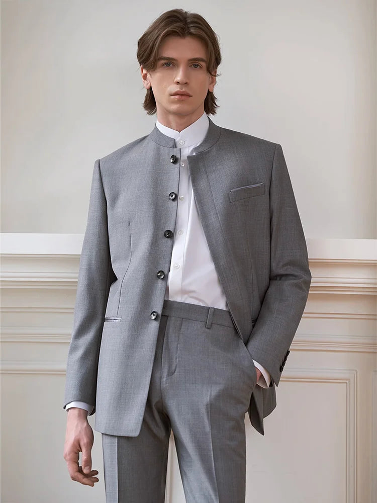 Hochwertiger Herrenanzug aus Wolle und Seide in Tiefblau – Slim Fit für formelle Anlässe und Hochzeiten