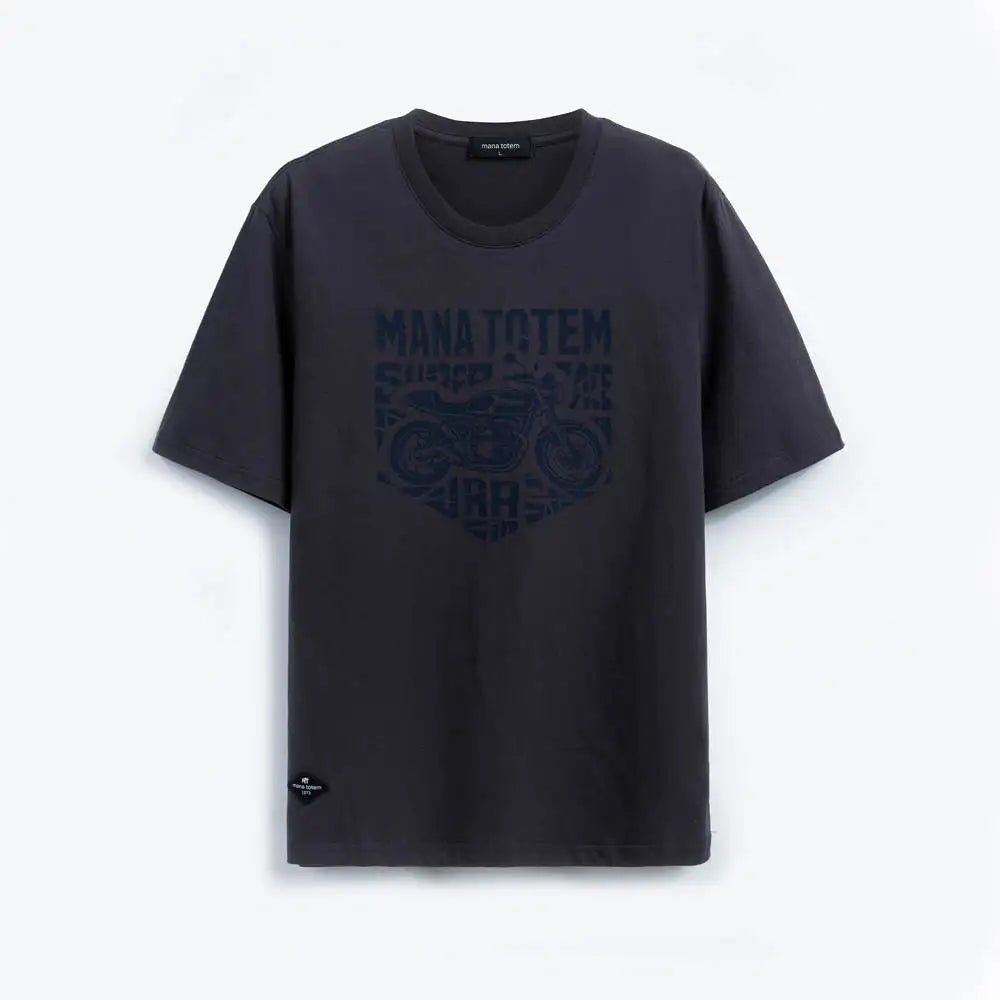 Komfortables Herren T-Shirt Mit Motorrad Druck In Reiner Baumwolle