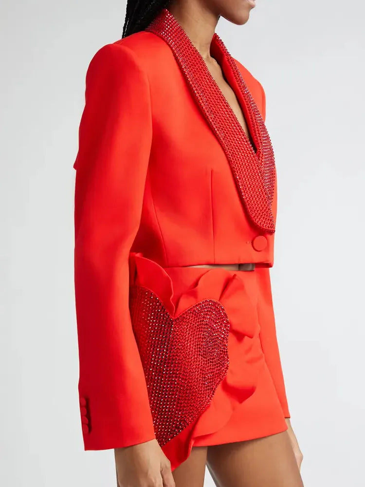 Eleganter Damen-Blazer mit Reverskragen und langen Ärmeln – Patchwork-Design und einreihiger Verschluss für einen lässigen Look.