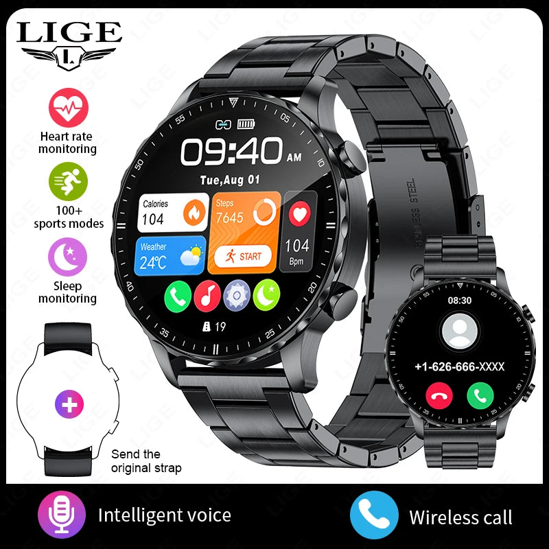Herren und Damen Smartwatch mit IP68 wasserdichter Funktion und Bluetooth-Anruf