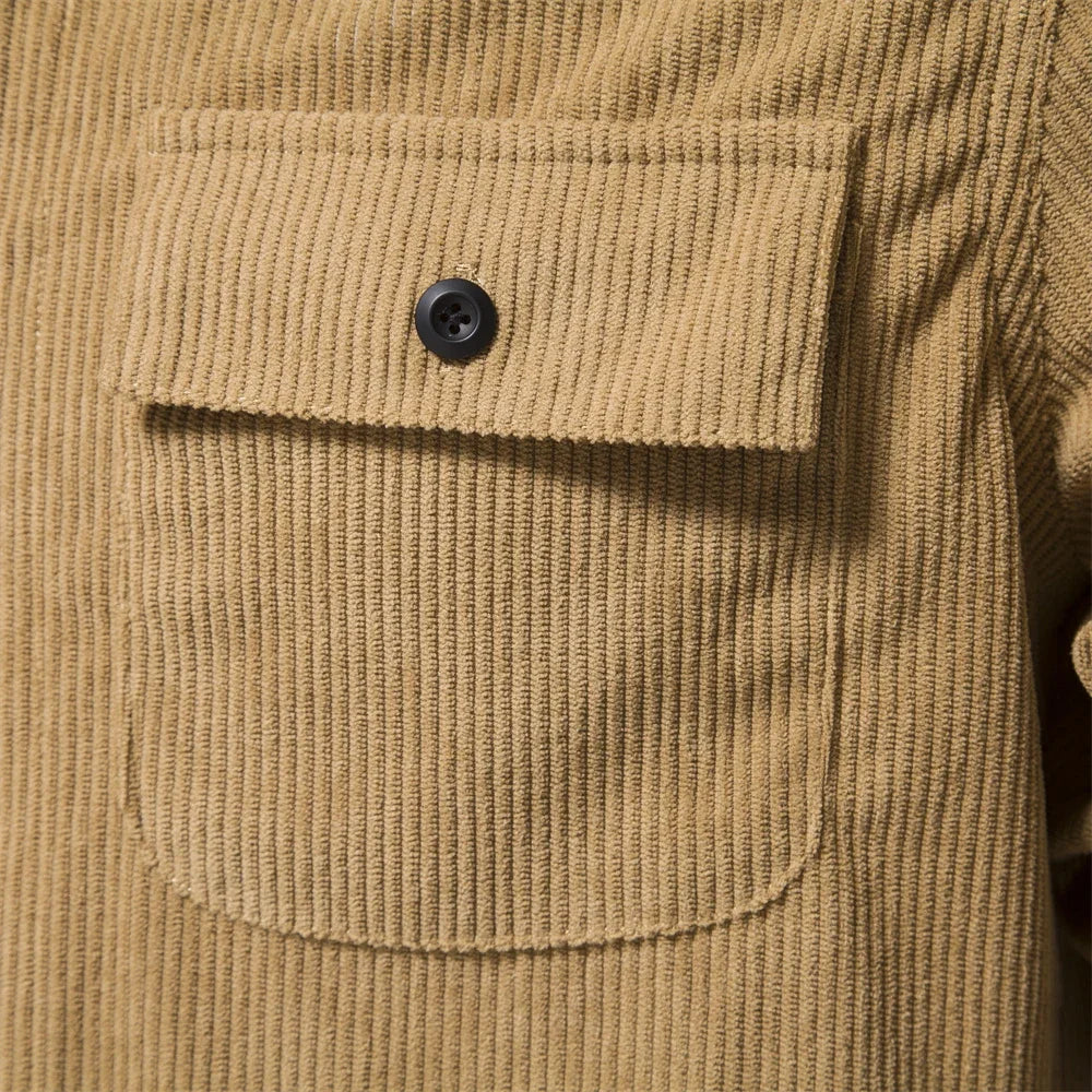 Herren Hemd aus feinem Cord mit Brusttasche für Business und Casual