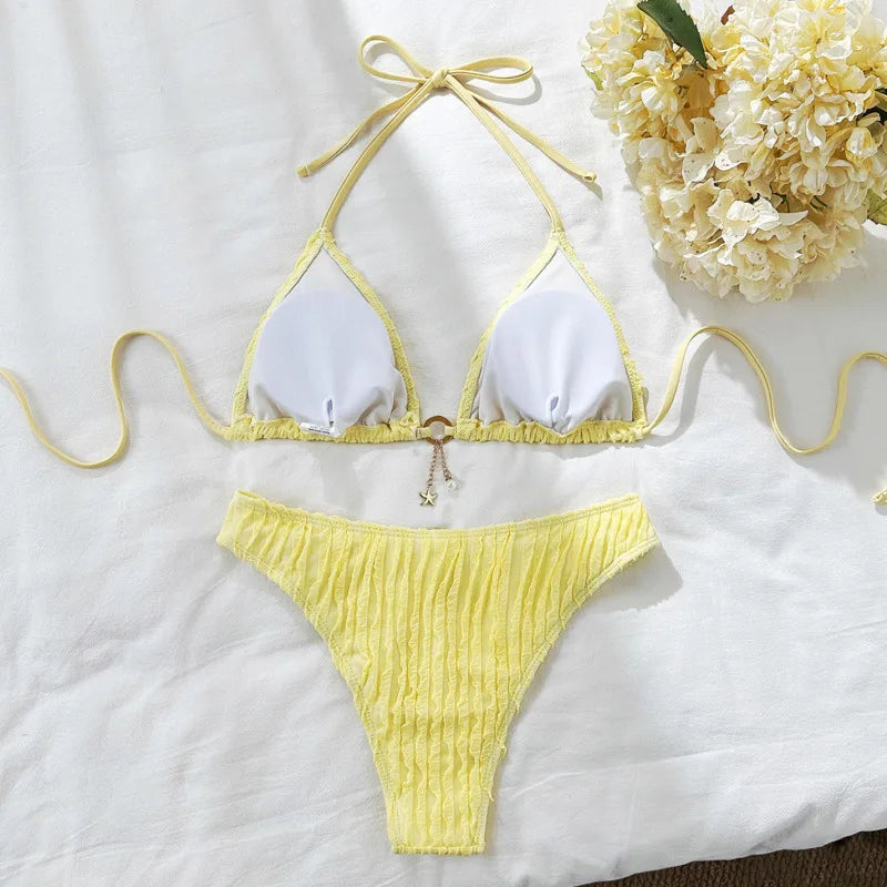 Sexy Bikini-Set mit Strasssteinen – Push-up Badeanzug für Damen
