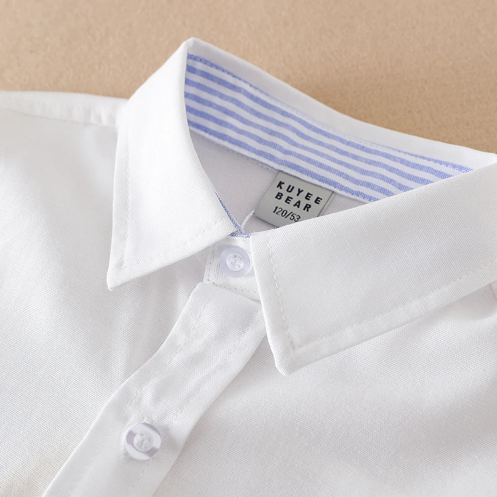Jungen Sommer hemd neue Kinder Baumwolle Kleidung Schuluniform Kinder Turn-Down-Kragen Kurzarm Kleidung 5-12 Jahre